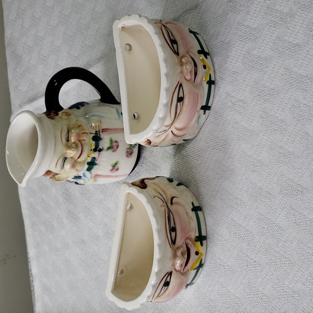 Vintage chef pitcher and wall pockets